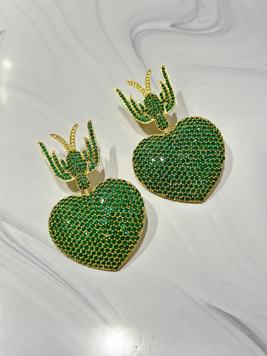 Green ‘Angel Heart’ Crystal Earring