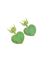 Load image into Gallery viewer, Green ‘Angel Heart’ Crystal Earring
