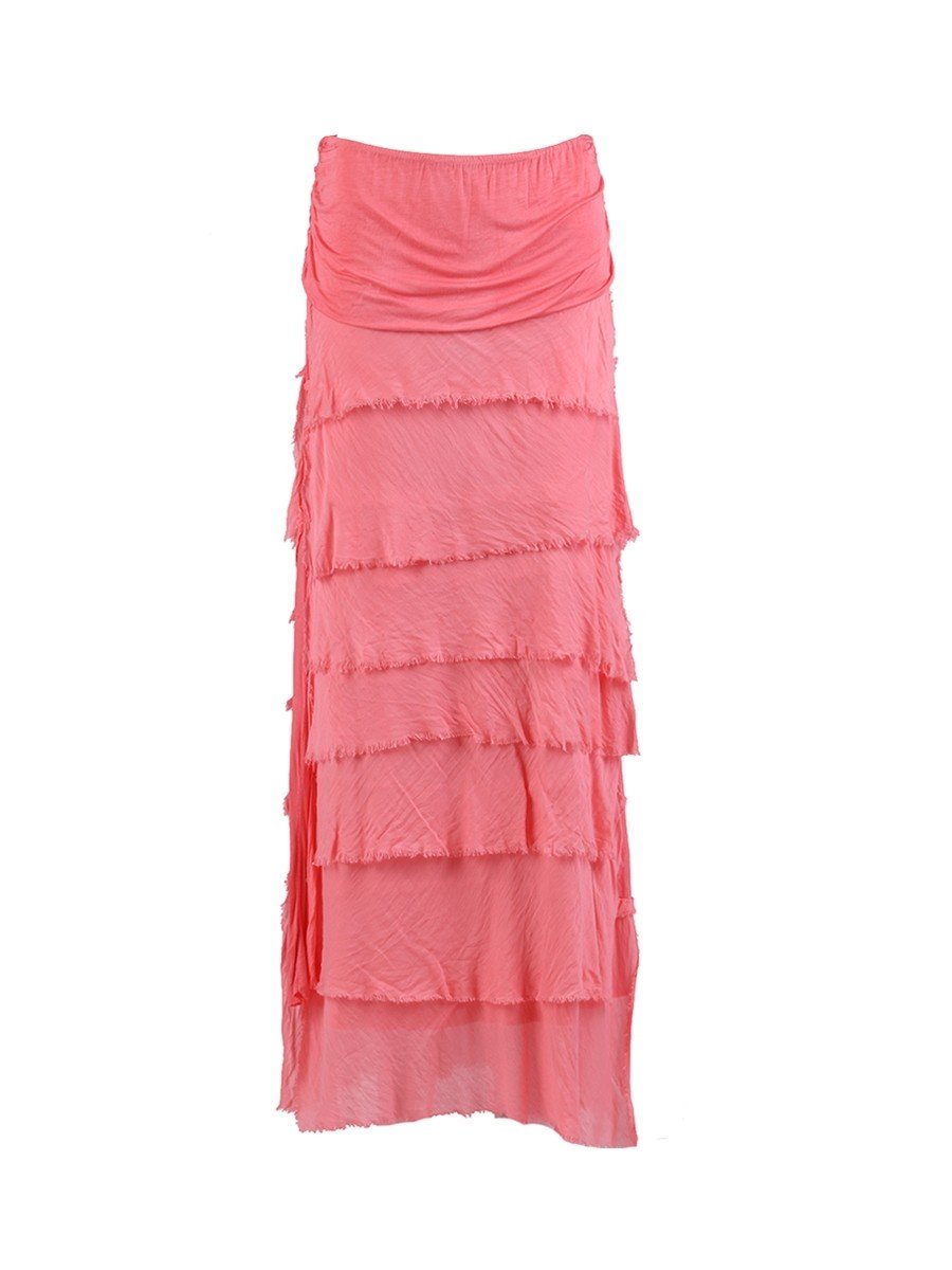 Coral Silk Fringe 'Ilaria' Skirt