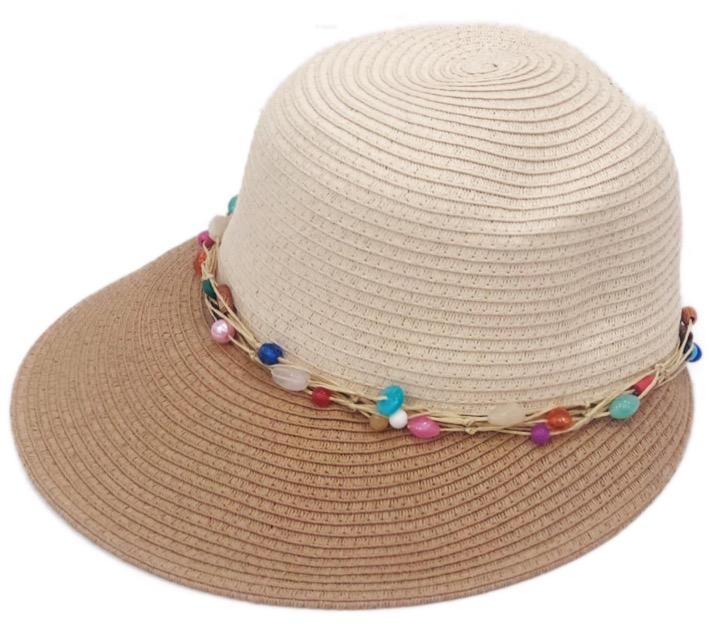 Beaded Two-Tone Visor Hat