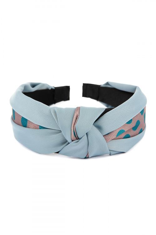 BLUE HALF TONE POLKA DOTS TIED HAIR BAND