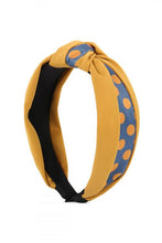 Load image into Gallery viewer, MUSTARD HALF TONED POLKA DOTS TIED HAIR BAND
