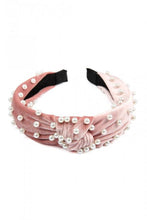 Load image into Gallery viewer, LIGHT PINK FABRIC HEAD BAND WITH PEARL BEADS
