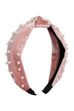 Load image into Gallery viewer, LIGHT PINK FABRIC HEAD BAND WITH PEARL BEADS
