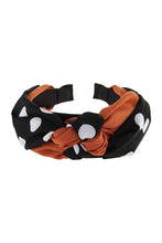 Load image into Gallery viewer, BLACK TWO TONE POLKA DOTS KNOTTED FABRIC HEADBAND
