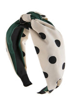 Load image into Gallery viewer, NATURAL TWO TONE POLKA DOTS KNOTTED FABRIC HEADBAND
