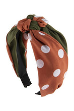 Load image into Gallery viewer, ORANGE TWO TONE POLKA DOTS KNOTTED FABRIC HEADBAND
