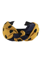 Load image into Gallery viewer, YELLOW TWO TONE POLKA DOTS KNOTTED FABRIC HEADBAND
