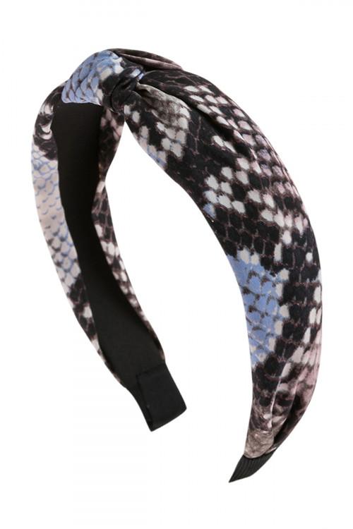 BLUE SNAKE SKIN PRINTED HEADBAND