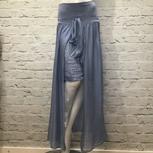 Load image into Gallery viewer, Denim Blue Italian Silk Sequin High Low Skirt
