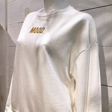 Load image into Gallery viewer, &quot;MOOD&quot; Glitter White Crew Neck Sweater
