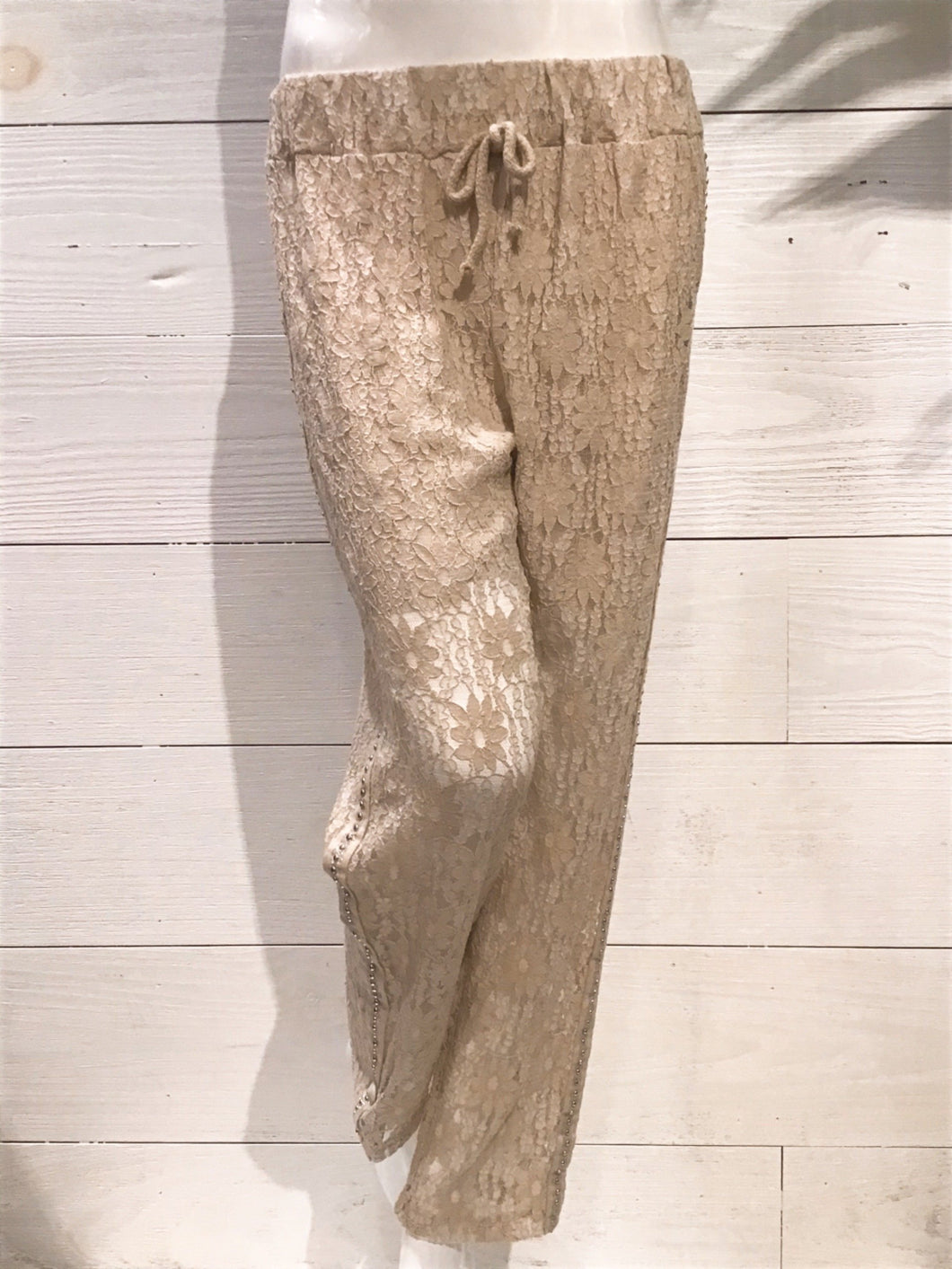 Beige Lace Italian Pant