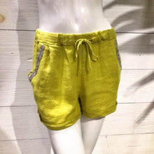 Load image into Gallery viewer, Mustard Diamond Pocket Linen Shorts
