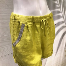 Load image into Gallery viewer, Mustard Diamond Pocket Linen Shorts
