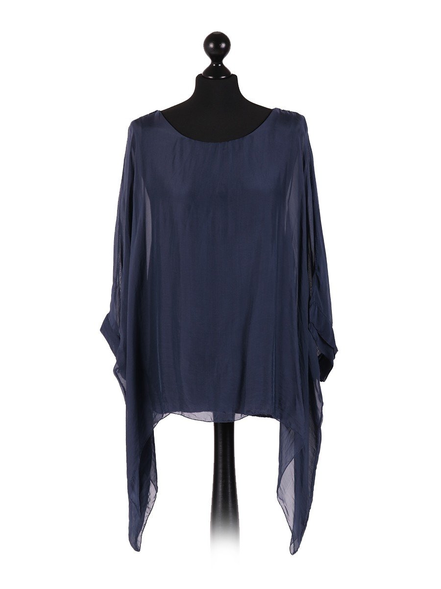 Navy 'Classic' Italian Silk Tunic Top