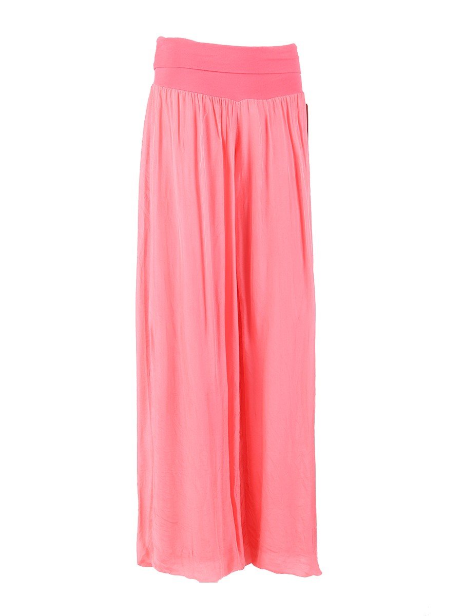 Coral 'Donna' Italian Silk Palazzo Pant