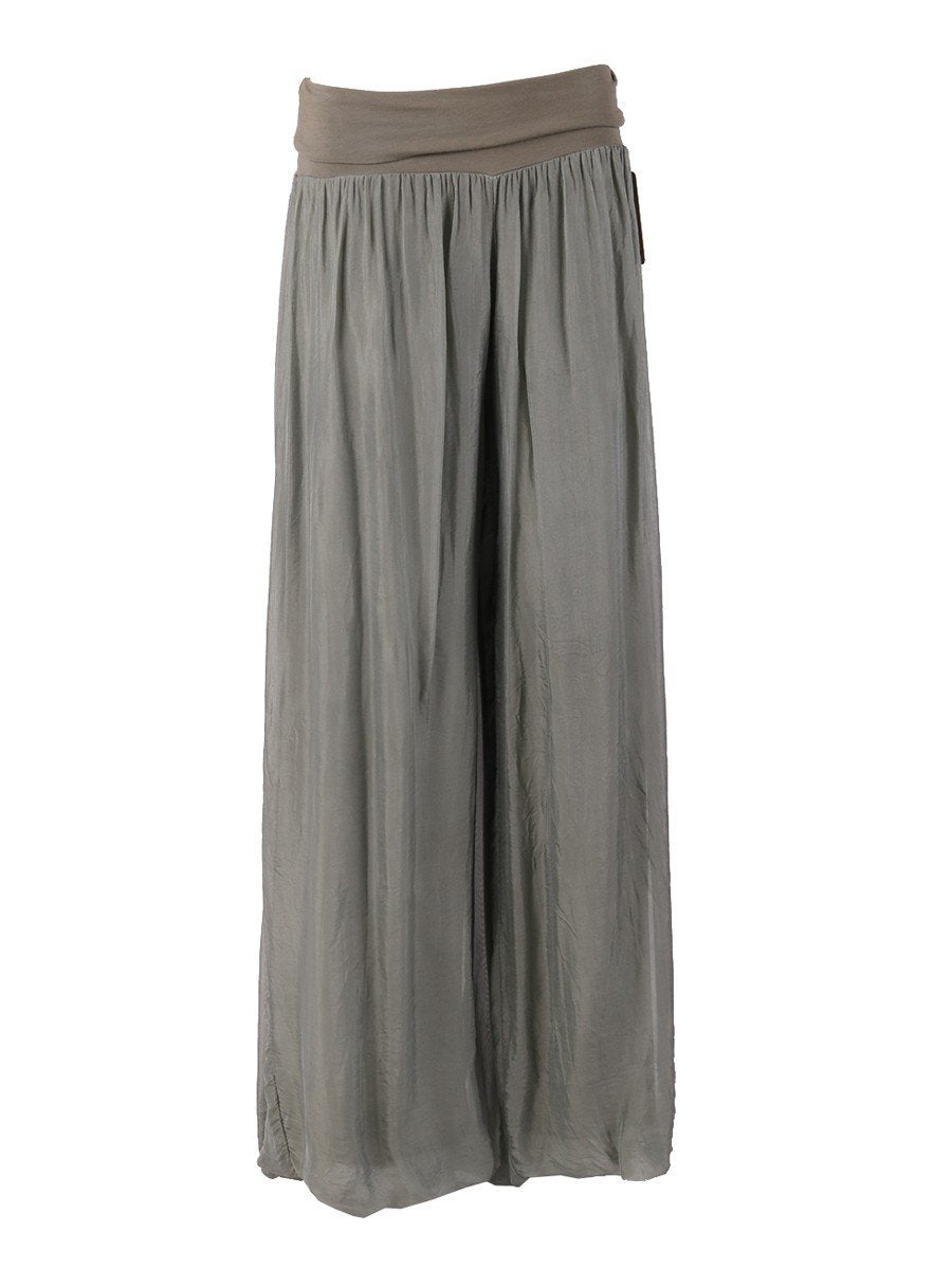 Olive 'Donna' Italian Silk Palazzo Pant