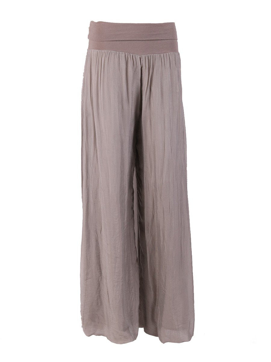 Mocha 'Donna' Italian Silk Palazzo Pant