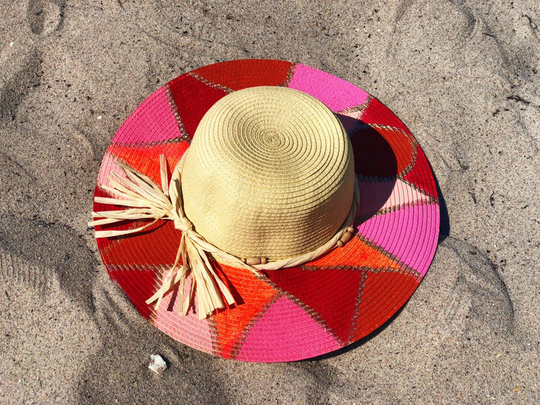 Red Fuchsia Handpainted 'Mosaic' Hat