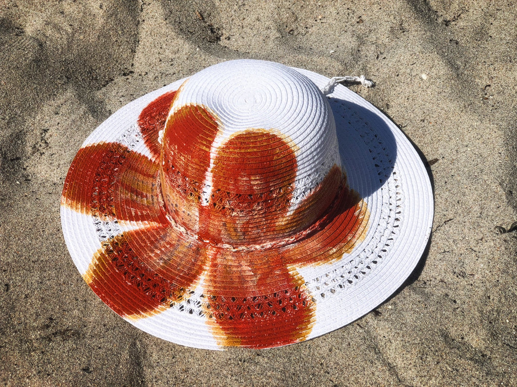 Rust Handpainted 'Floral' Hat