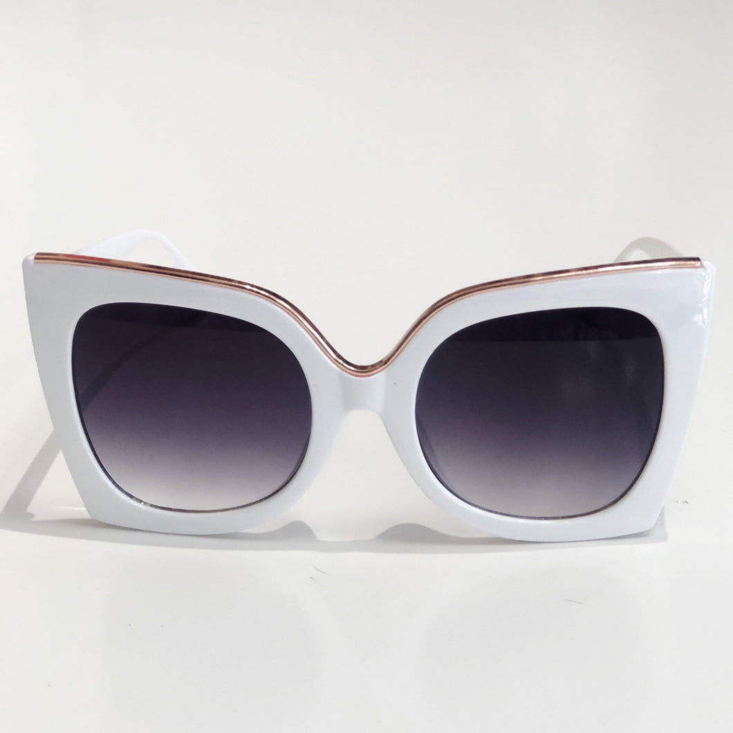 White Glam 'Gigi' Rose Gold Oversized Sunglass