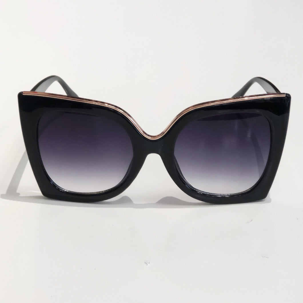 Black 'Gigi' Rose Gold Oversized Sunglass