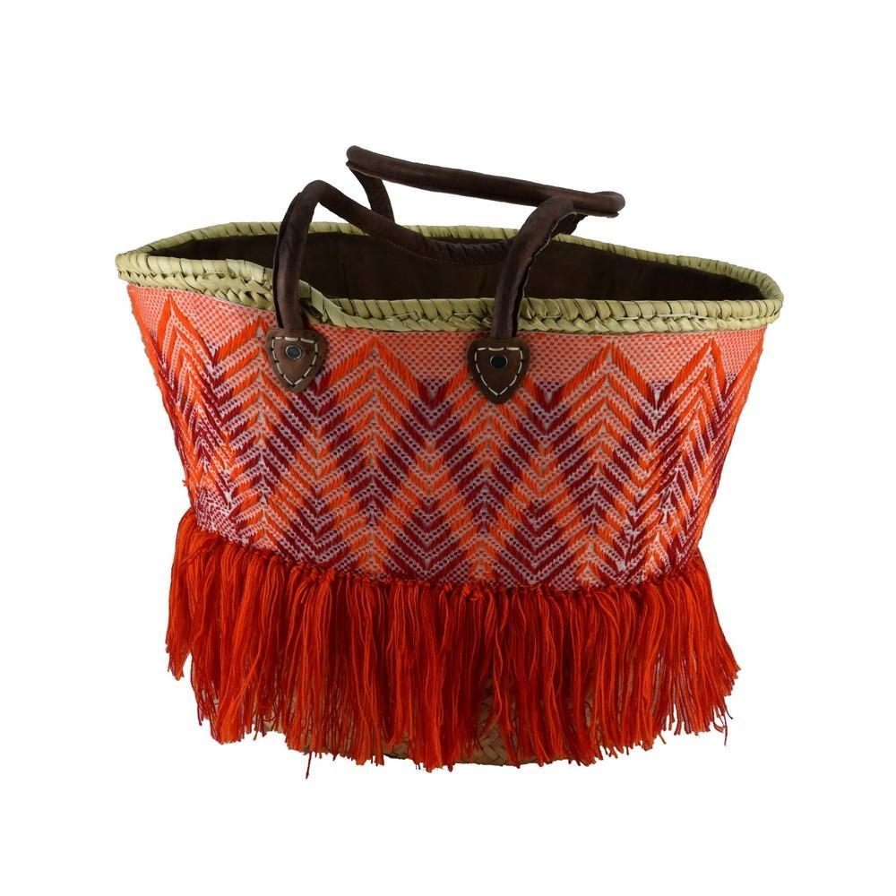 Artisan Red Orange Fringe Tote