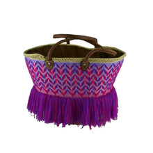 Load image into Gallery viewer, Artisan Purple Fuchsia Fringe Tote
