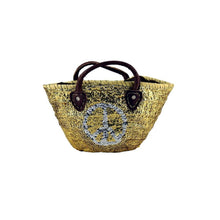 Load image into Gallery viewer, Calla Small Gold Glitter Basket with a Silver Peace Sign
