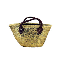 Load image into Gallery viewer, Calla Small Gold Glitter Basket with a Silver Peace Sign
