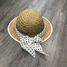 Load image into Gallery viewer, Polka Dot Bow Straw Visor
