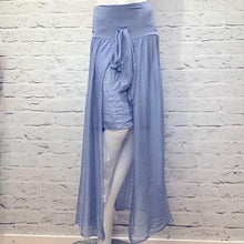 Load image into Gallery viewer, Denim Blue Italian Silk Sequin High Low Skirt
